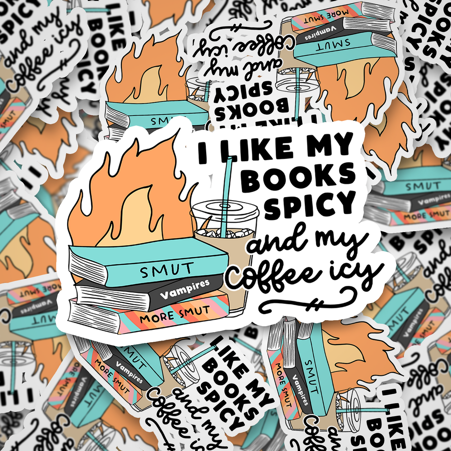 spicy books, iced coffee